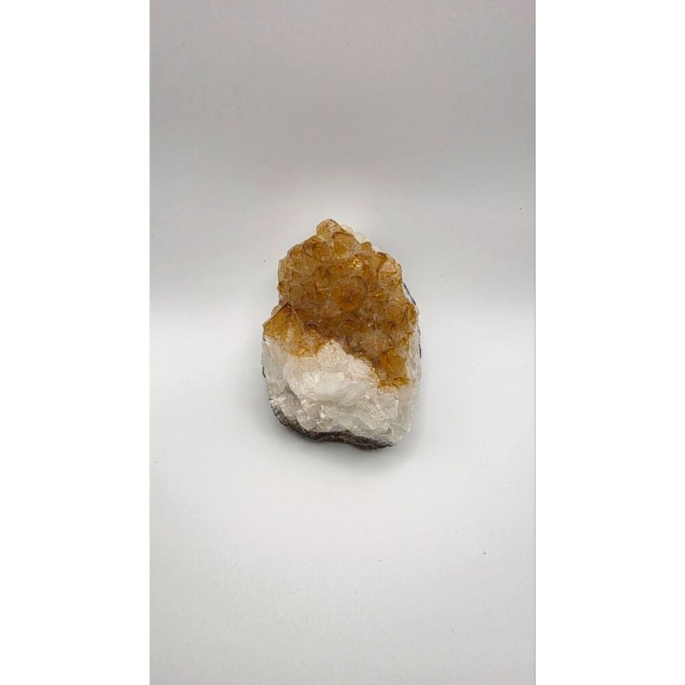 Golden Citrine Color Quartz Crystal Cluster Druzy Mineral Specimen